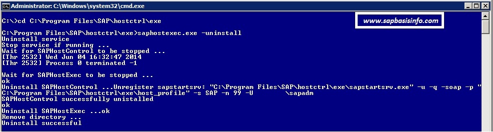 Uninstall SAP Host Agent 