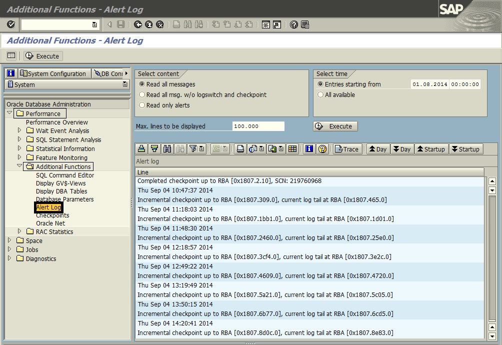 Open Oracle Alert Log Easily via ADRCI and SAP