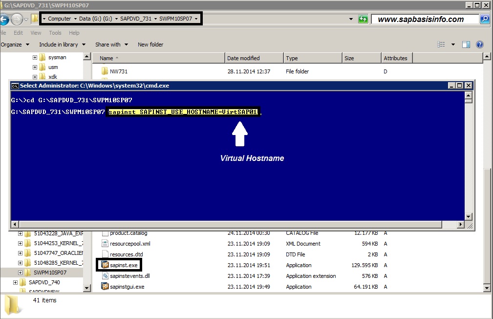 Installing SAP using virtual hostname
