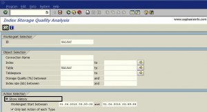 RSORAISQN SAP Report - Index Storage Quality Analysis