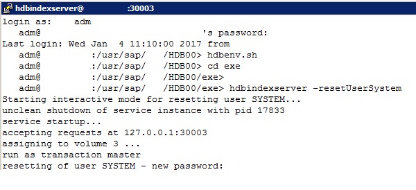 Reset the HANA SYSTEM User's Password