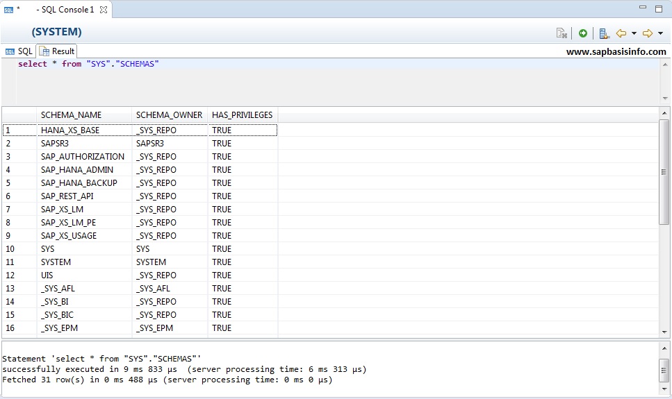 how to create schema in sap hana studio