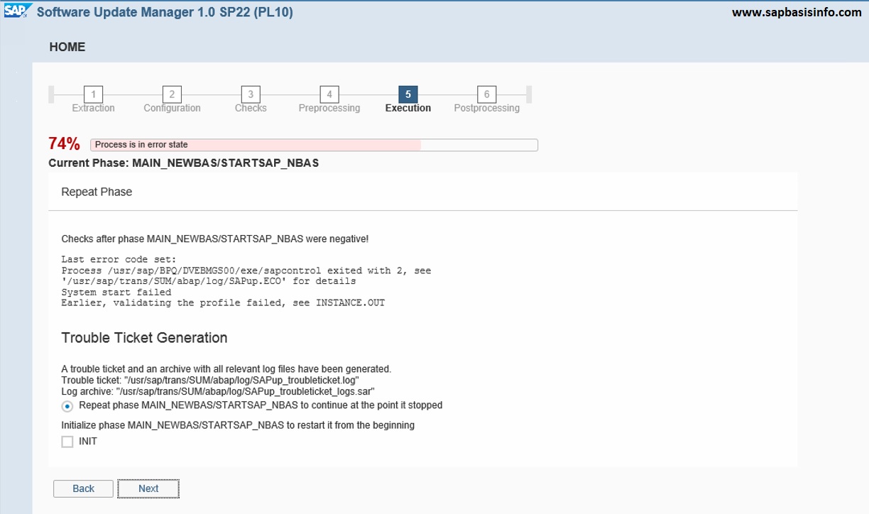 STARTSAP_NBAS Phase Canceled with Error ipc/shm_psize_40