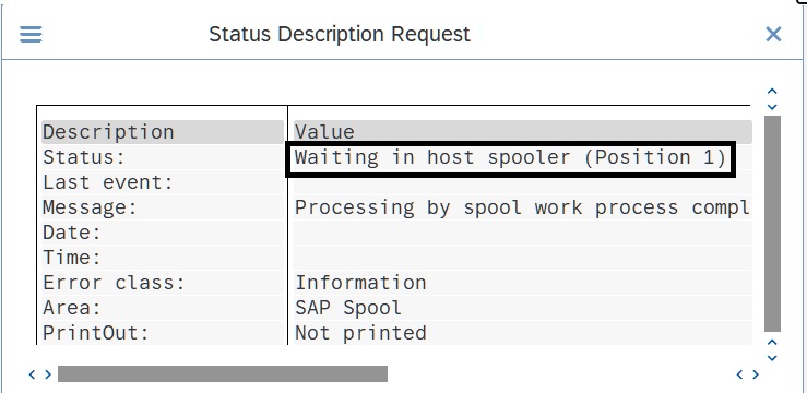 SAP Spool : "Waiting in host spooler (Position 1)"